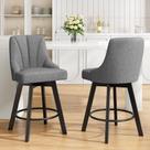 Conjunto de 2 banquetas altas giratórias YaFiti 61 cm com estofado em tecido