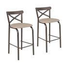 Conjunto de 2 banquetas cozinha jantar ciplafe paris tubo bronze assento estofado