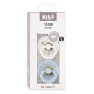 Conjunto de 2 borrachas naturais Bibs Pacifiers Color Collection de mais de 0 meses