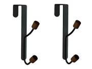 Conjunto De 2 Cabideiros Ferreiro Preto Com Gancho Duplo Para Porta Multiuso Pendurador Organizador