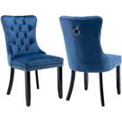 Conjunto de 2 Cadeiras de Jantar ODUSE-DAILY em Veludo Azul