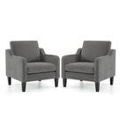 Conjunto de 2 Cadeiras Decorativas VINGLI Cinza Claro em Chenille 76 x 78 x 84 cm