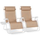 Conjunto de 2 Cadeiras Reclináveis Zero Gravity Ajustáveis de Aço Conjunto de 2 Cadeiras Reclináveis Zero Gravity Ajustáveis de Aço