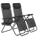 Conjunto de 2 cadeiras Simple Deluxe Zero Gravity, espreguiçadeira dobrável reclinável portátil, cadeiras de acampamento de praia com travesseiros e porta-copos, bandejas para jardim, gramado, pretas