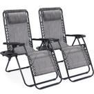 Conjunto de 2 Cadeiras Zero Gravity para Área Externa Sweetcrispy Cinza