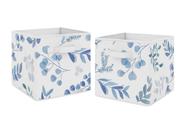 Conjunto de 2 caixas de cubo de armazenamento Sweet Jojo Designs Floral Leaf Blue Conjunto de 2 caixas de cubo de armazenamento Sweet Jojo Designs Floral Leaf Blue