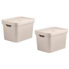 Conjunto de 2 Caixas Organizadora Cube Bege 18L - Ou Conjunto de 2 Caixas Organizadora Cube Bege 18L - Ou