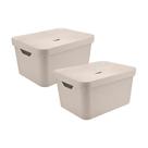 Conjunto de 2 Caixas Organizadora Cube Bege 32L - Ou Conjunto de 2 Caixas Organizadora Cube Bege 32L - Ou