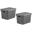 Conjunto de 2 Caixas Organizadoras Cube Cinza 18L - Ou