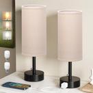 Conjunto de 2 candeeiros de mesa de cabeceira Fenmzee com tomada AC e porta USB
