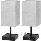 Conjunto de 2 candeeiros de mesa de cabeceira Soilsiu com portas de carregamento USB