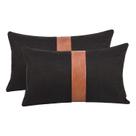 Conjunto de 2 capas de almofada Cygnus, material sintético de linho preto, 30x50cm