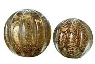 Conjunto de 2 Esferas Murano Marrons com Dourado Tamanhos P e M Casa Del Grande