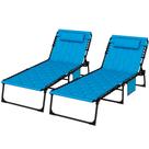 Conjunto de 2 Espreguiçadeiras Dobráveis Acolchoadas Outsunny Azul Céu