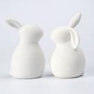 Conjunto de 2 estatuetas decorativas de coelho branco em cerâmica