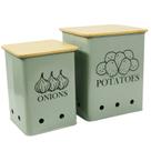 Conjunto de 2 latas de armazenamento de vegetais de cozinha para batata, cebola e alho Gdfjiy