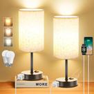 Conjunto de 2 Luminárias de Mesa para mesa de cabeceira com Tomada AC e Regulagem de Intensidade