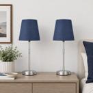 Conjunto de 2 Luminárias de Mesa Sem Fio Dimerizáveis Azuis Lynnoland