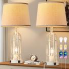 Conjunto de 2 Luminárias de Mesa SRJJA Rústicas Industriais com USB Duplo para Cabeceira