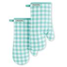 Conjunto de 2 luvas de forno KitchenAid Gingham Aqua Sky Cotton