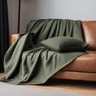 Conjunto de 2 Mantas para Sofá Impermeáveis e Antipelos 135x135cm Verde Musgo