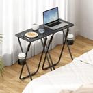 Conjunto de 2 Mesas Dobráveis, Bandejas de Dobráveis Bar e Portáteis com Portacopos, Mesa Pequena para Cozinha, Jantar e Bar, Preto
