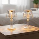 Conjunto de 2 Mini Abajur Luminária de acrílico Cristal LED