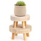 Conjunto de 2 mini banquetas de madeira TOPZEA Short Wood Conjunto de 2 mini banquetas de madeira TOPZEA Short Wood