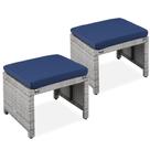 Conjunto de 2 Otomanas de Mimbre Best Choice Products en Gris/Azul Marino