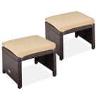 Conjunto de 2 Otomanas de Mimbre Best Choice Products Marrón/Camel