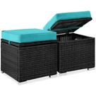Conjunto de 2 otomanos de mimbre Best Choice Products en negro y azul verdoso