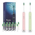 Conjunto de 2 pacotes de escova de dentes elétrica 7AM2M para crianças/adultos com 12 cabeças