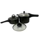 Conjunto de 2 Panelas Com Tampa Pressão e Vidro 3/4,5L Preto Conjunto de 2 Panelas Com Tampa Pressão e Vidro 3/4,5L Preto