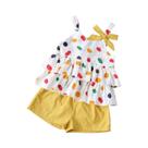 Conjunto De 2 Peças Colorido Com Estampa De Urso Para Meninas: Colete Decorado Com Laço E Calças -