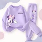Conjunto De 2 Peças Com Estampa Da Minnie Para Bebês Meninas, Conjunto De 2 Peças, Respirável, Fino,