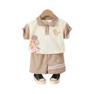 Conjunto De 2 Peças Com Estampa De Dinossauro Para Crianças, Roupas De Verão, Camisa Polo De Manga