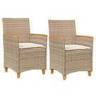 Conjunto de 2 peças de cadeiras de pátio vidaXL Bege Poly Rattan e Madeira de Acácia Conjunto de 2 peças de cadeiras de pátio vidaXL Bege Poly Rattan e Madeira de Acácia