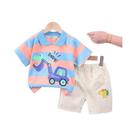 Conjunto De 2 Peças De Camiseta E Shorts Com Estampa De Escavadeira De Desenho Animado Para Bebês,