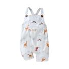 Conjunto De 2 Peças De Macacão Sem Mangas Para Meninos Bebês Com Estampa De Animais 1-3 Anos Moda