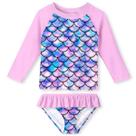 Conjunto de 2 peças de maiô Rashguard Lovekider para meninas, tamanho 5, rosa Conjunto de 2 peças de maiô Rashguard Lovekider para meninas, tamanho 5, rosa