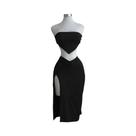 Conjunto De 2 Peças Feminino: Top Cropped sem alça Sem Costas E Saia Midi Com Fenda, Cintura