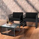 Conjunto de 2 Poltronas e Mesa de Centro Quadrada com Tampo de Vidro Santigo Conjunto de 2 Poltronas e Mesa de Centro Quadrada com Tampo de Vidro Santigo