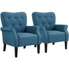 Conjunto de 2 Poltronas Yaheetech Azul Marinho Estilo Mid Century