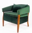 Conjunto de 2 PoltronasTurquesa Base De Madeira - Suede Verde sala de estar/Recepção/Consultório