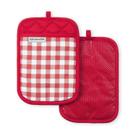 Conjunto de 2 porta-panelas KitchenAid Gingham, pacote com 2 unidades, algodão vermelho paixão