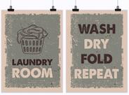 Conjunto de 2 Pôsteres Decorativos para Lavanderia Wash Dry Fold Repeat - Inkdotpot