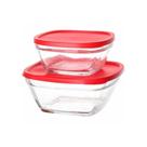 Conjunto de 2 Potes de Vidro 670 ml 320 ml VERMELHO