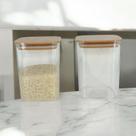 Conjunto de 2 Potes Herméticos em Acrílico Cristal Quadrado Organizador para Mantimentos 800 ml