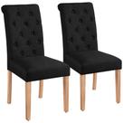 Conjunto de 2 Sillas de Comedor Yaheetech Tapizadas en Tela Negras Conjunto de 2 Sillas de Comedor Yaheetech Tapizadas en Tela Negras