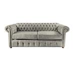Conjunto de 2 Sofás Chesterfield Luiz XV 2,00M c. Ecológico Cinza sala de estar/recepção/ barbearia